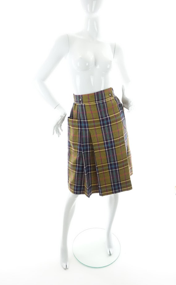 Vintage 80s Plaid Wool Skirt Crisca High Waist Wr… - image 8