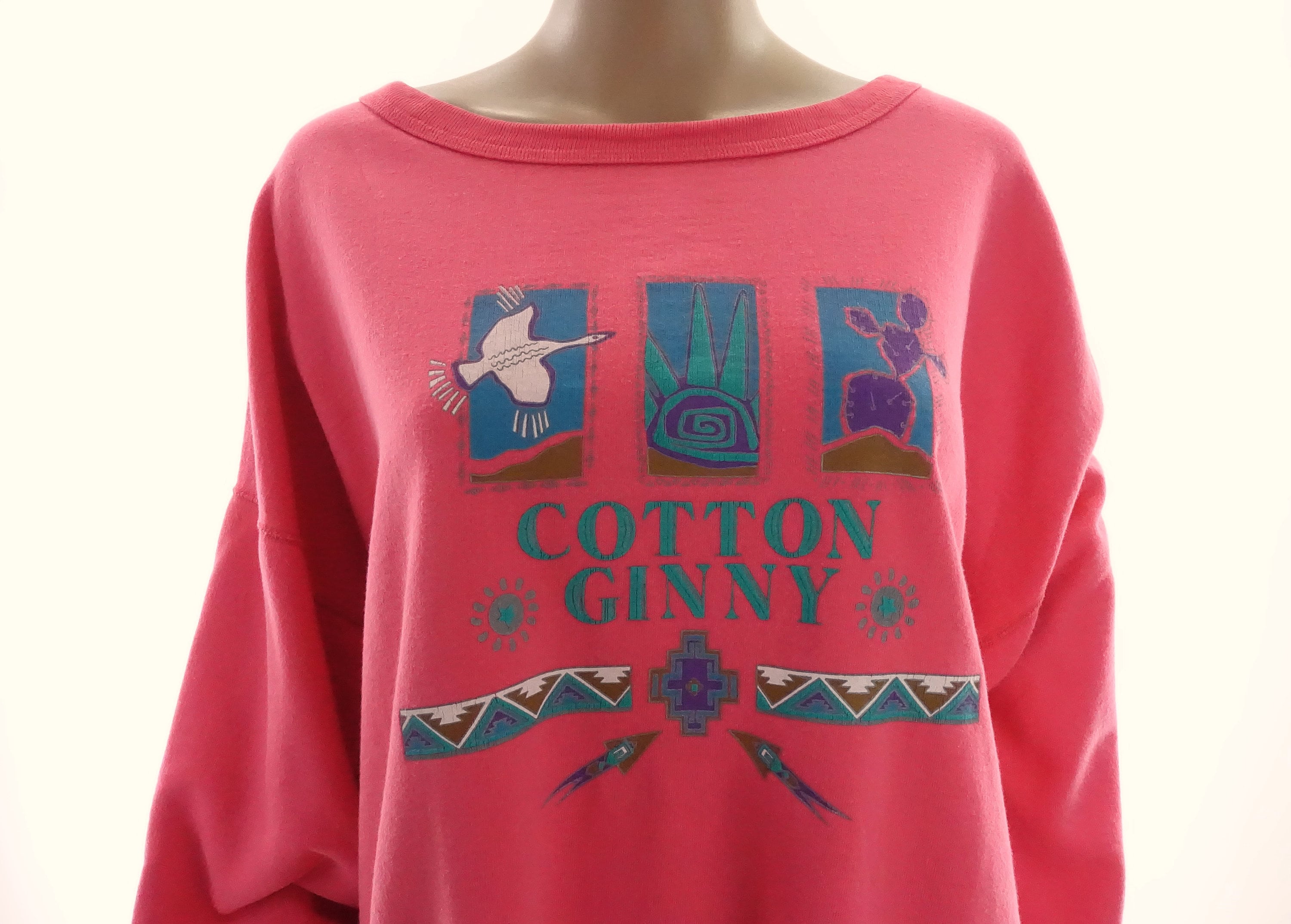 COTTON GINNY Sweatshirt 80s 90s Logo Shirt Oversized Plus Size