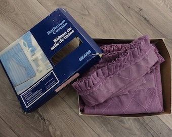 Vintage Double Swag Shower Curtain Set New in Package Purple Sears Sheer Panels with Valance and Liner 1970s 80s Bathroom Decor