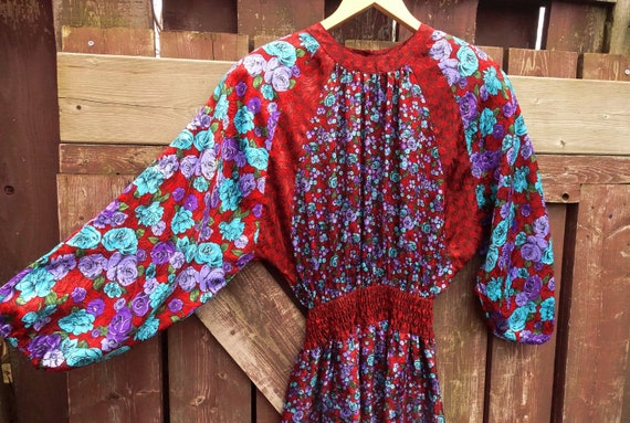 Vintage DIANE FREIS Dress 80s Floral Dress Gypsy G