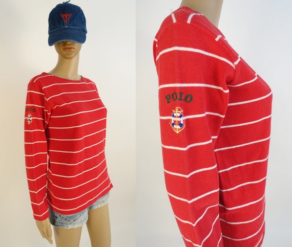 ralph lauren red and white striped shirt