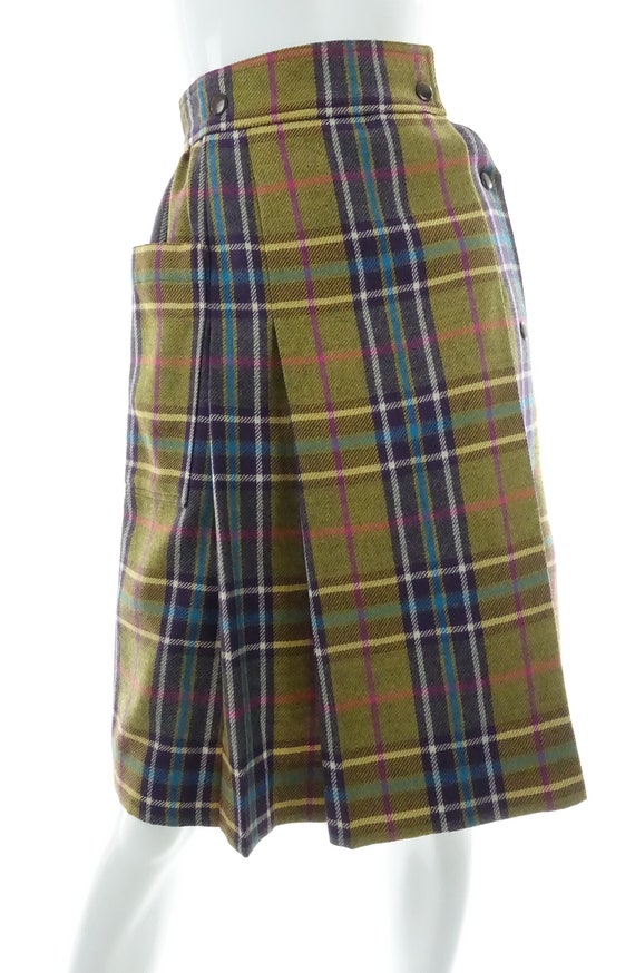 Vintage 80s Plaid Wool Skirt Crisca High Waist Wr… - image 4