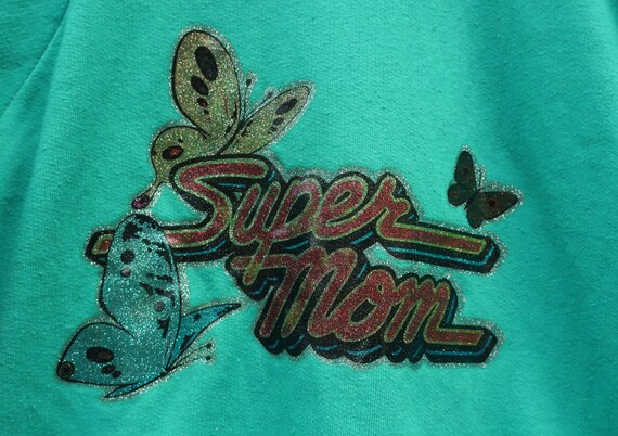 Vintage 70s SUPER MOM Sweatshirt 1970s 80s Sparkl… - image 6