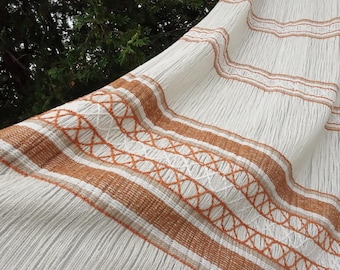 Cortinas largas de hilo tejido estilo años 70, estilo bohemio, con paneles plisados (un par)