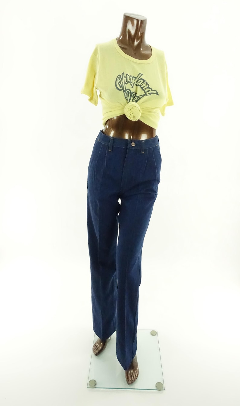70s Wrangler Jeans High Waist Boot Cut Dark Wash 27" x 33" Deadstock NOS image 13