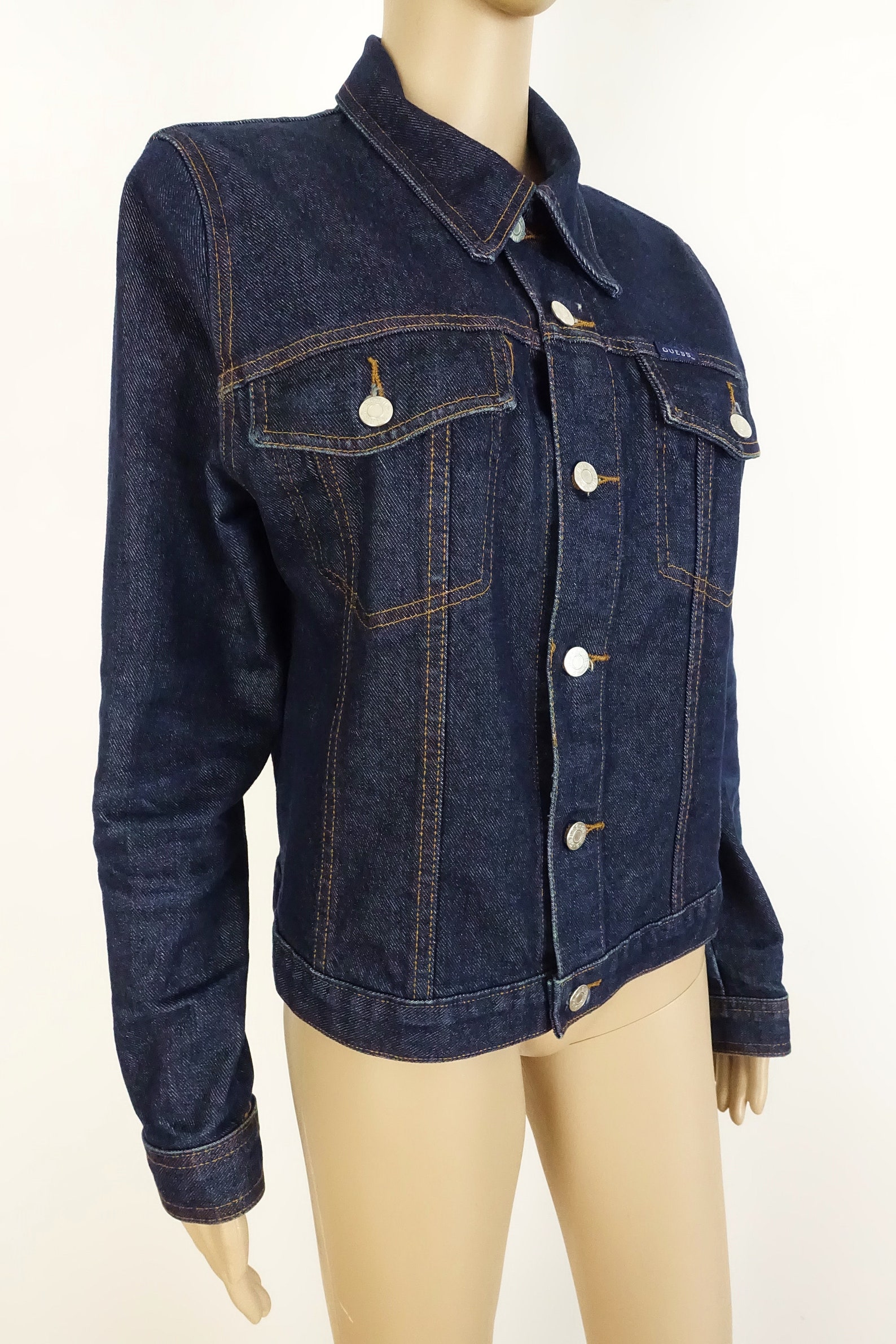 Vintage GUESS Jean Jacket 90s Dark Wash Denim Jacket Medium | Etsy