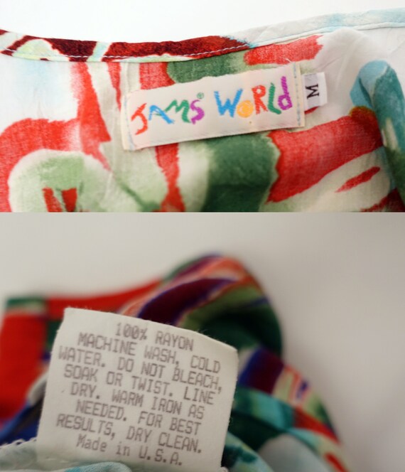 Vintage Jams World Dress Colorful Floral Maxi 80s 90s Pinafore Etsy