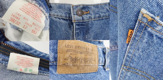 Vintage LEVIS 619 Orange Tab Blue Jeans Size 38 /… - image 10