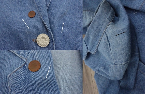 Vintage 90s Denim Blazer Blue Jean Suit Jacket Ne… - image 9