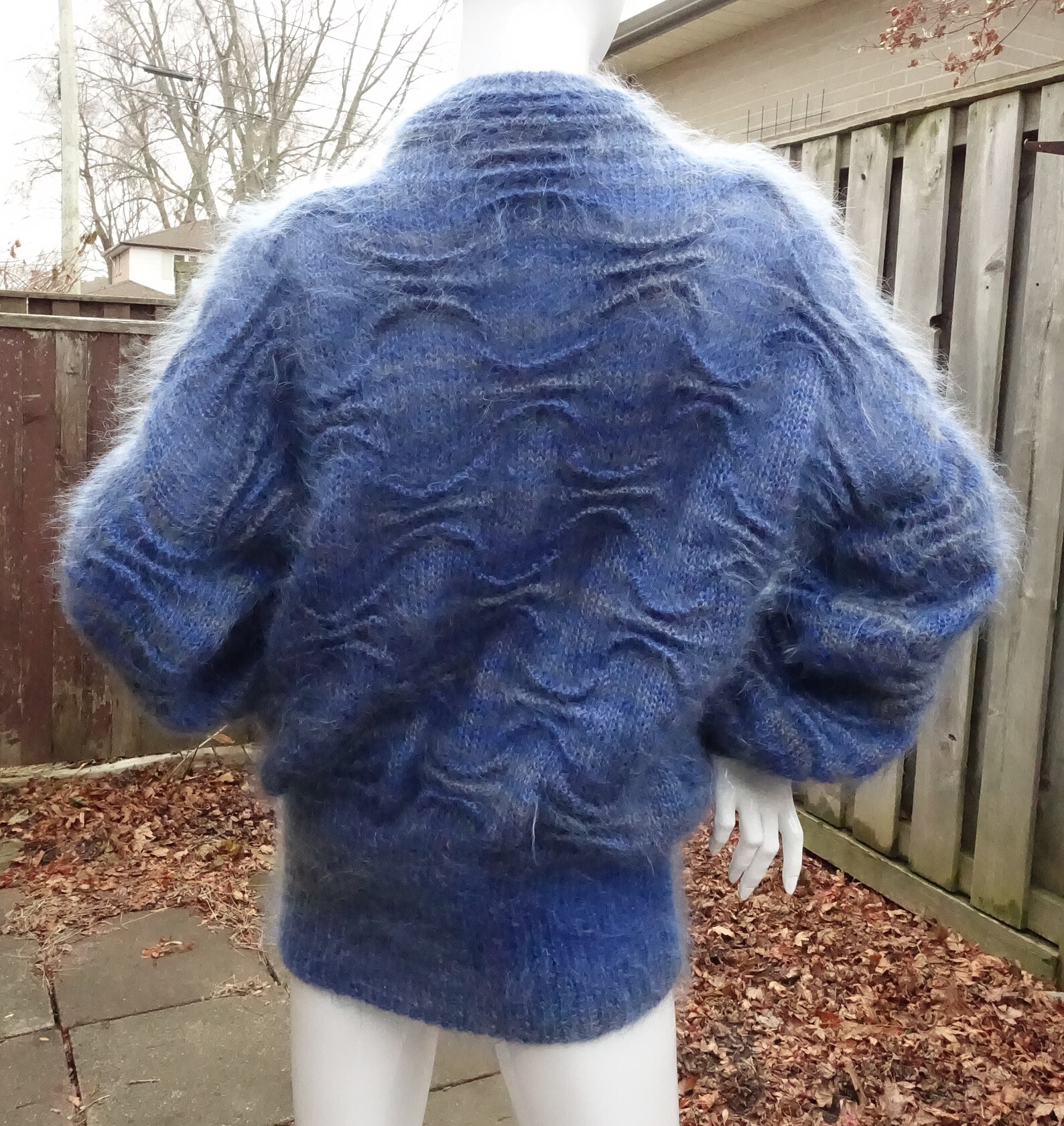 Vintage Shaggy Mohair Sweater Fuzzy Blue and Gray Striped | Etsy