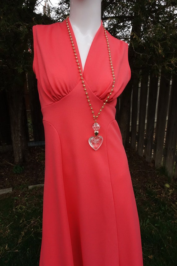 Vintage 70s Pink Maxi Dress 1970s Sleevless Gown … - image 5