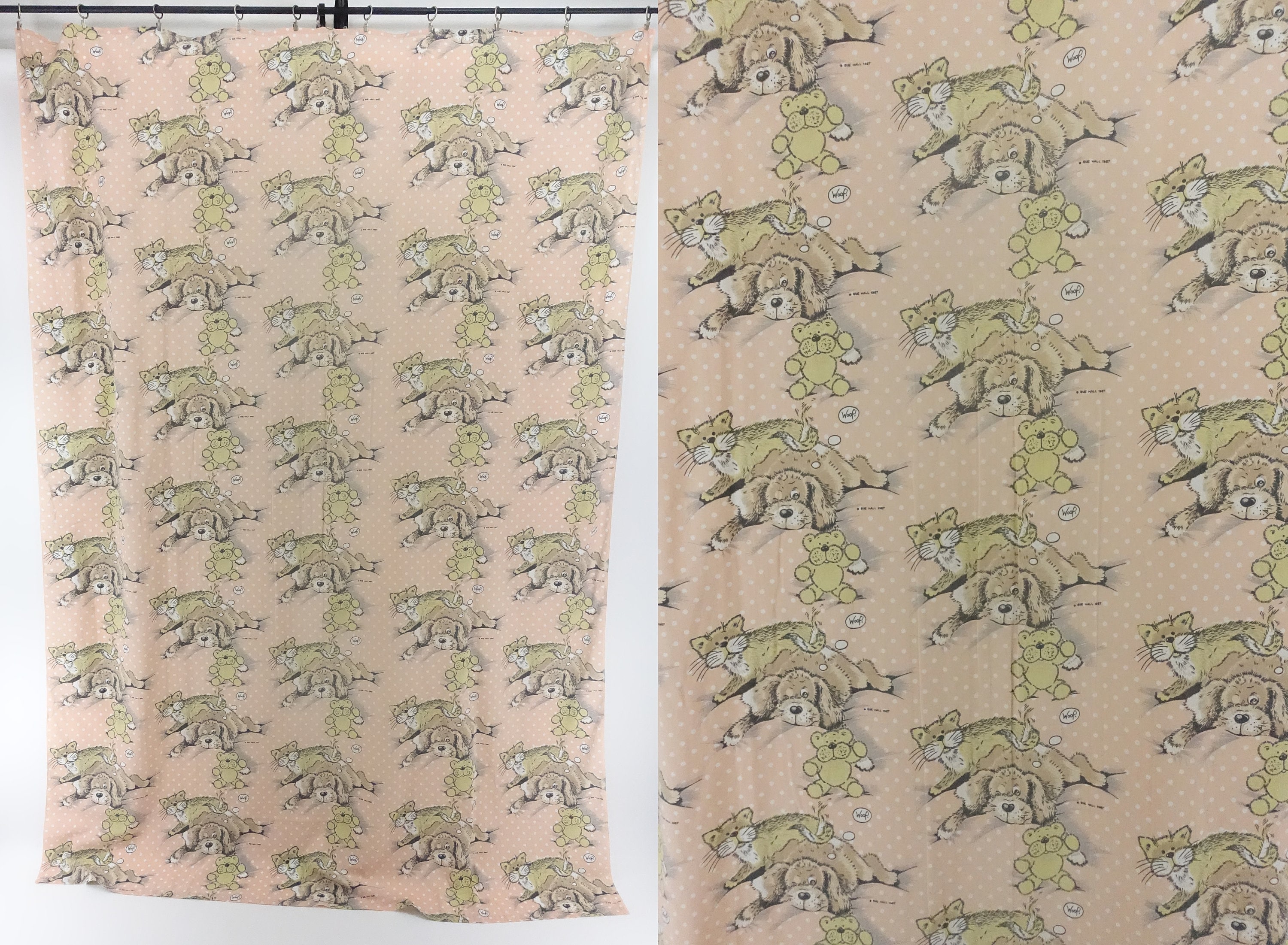 Vintage Sue Hall Snatch the Dog and Friends Bed Sheet Twin Flat 