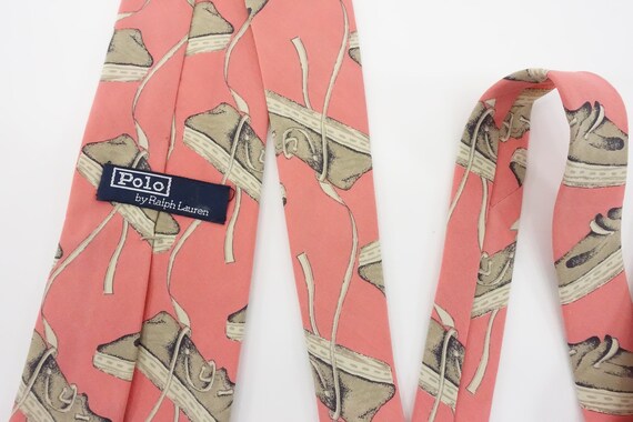 Vintage Polo Ralph Lauren Silk Tie Pink Novelty S… - image 1