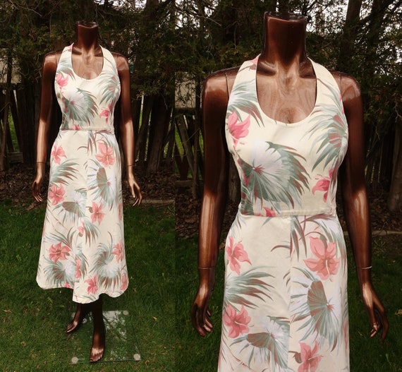 Vintage Ralph Lauren Dress Floral Print Denim Pina