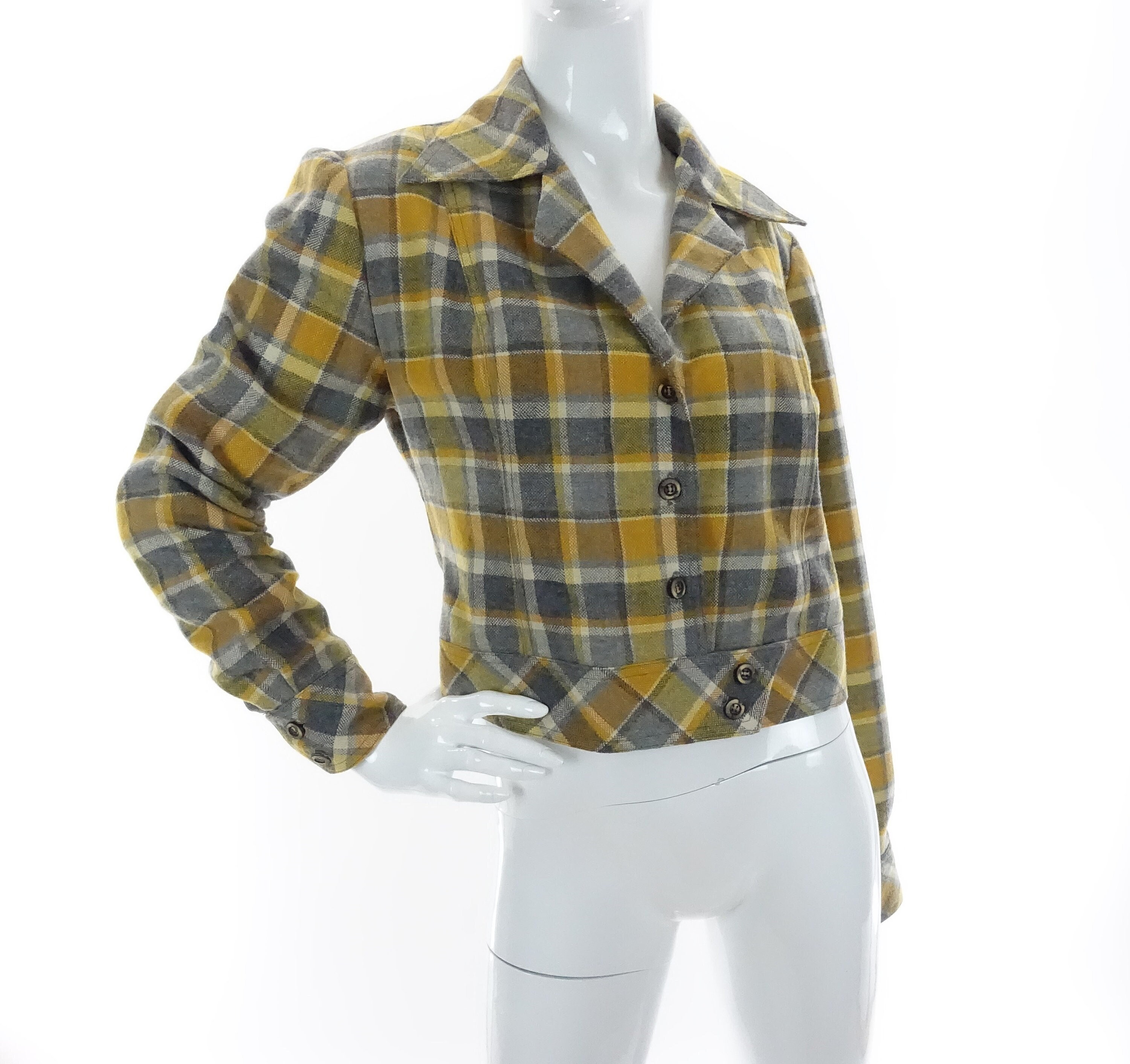 【IONSEOUL】Bronte Wool Checked Crop Jacket (2color) 4JH661 Cropped Jacket in Cotton-Wool Blend Boucle
