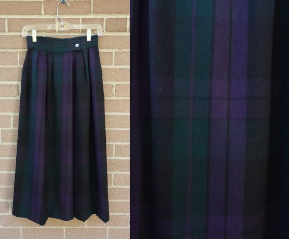 80s Plaid Wool Skirt Vintage Ports International … - image 2