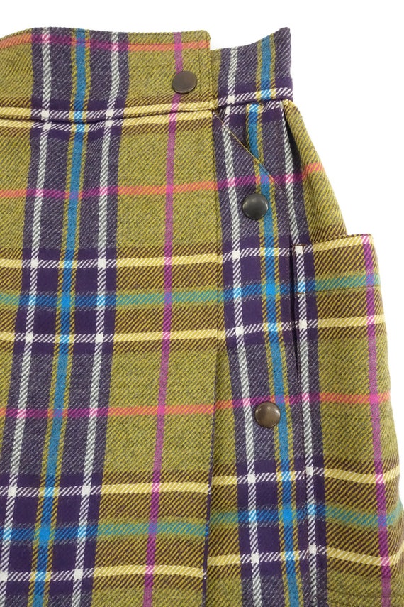 Vintage 80s Plaid Wool Skirt Crisca High Waist Wr… - image 3