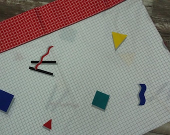 Vintage 80s Cannon Grid Geometric Print Twin Bed Sheet Memphis Design 1980s Bedroom