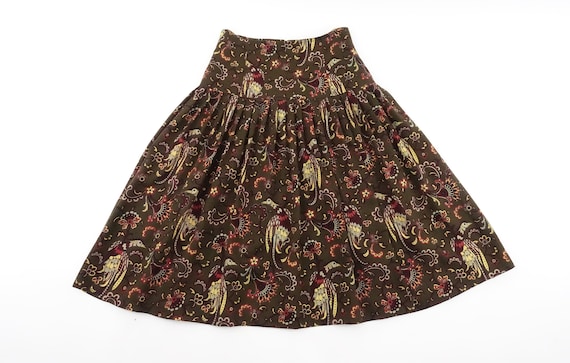 Vintage MONDI Bird Floral Paisley Print Wool Skirt