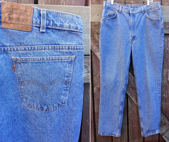 Vintage LEVIS 619 Orange Tab Blue Jeans Size 38 /… - image 9