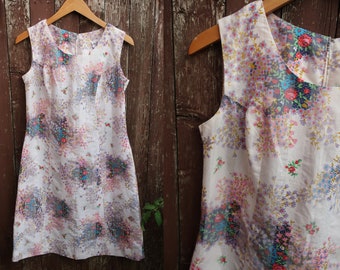 60s Floral Dress 1960s Sleeveless Mod Shift Miss Berkeley