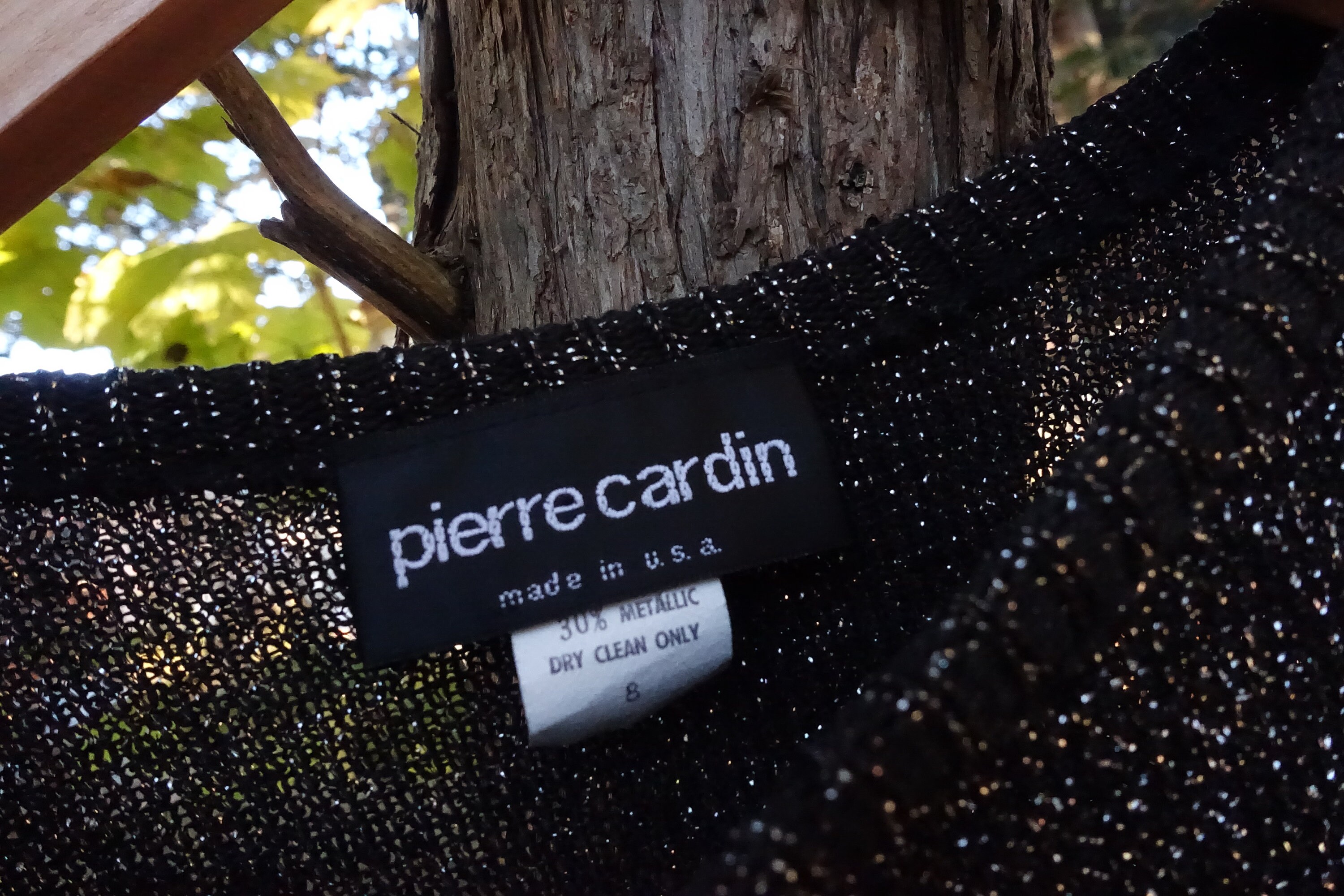 Vintage 80s Pierre Cardin Sweater Sparkly Metallic Black Knit Top 