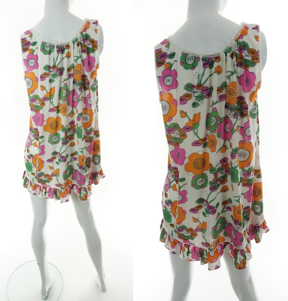 1960s 70s Babydoll Nightgown Floral Nightie Vinta… - image 2