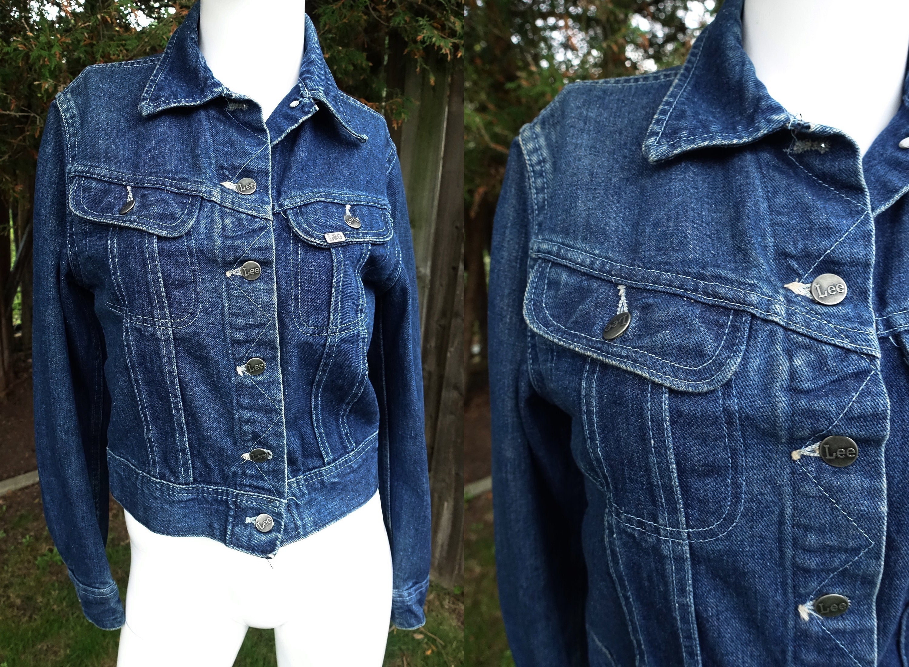 Vintage 1970s LEE Blue Jean Denim Jacket 70s Denim Jacket XS