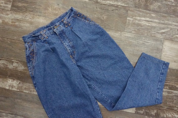 Vintage Blue Zone Jeans Pleated Front High Rise T… - image 9