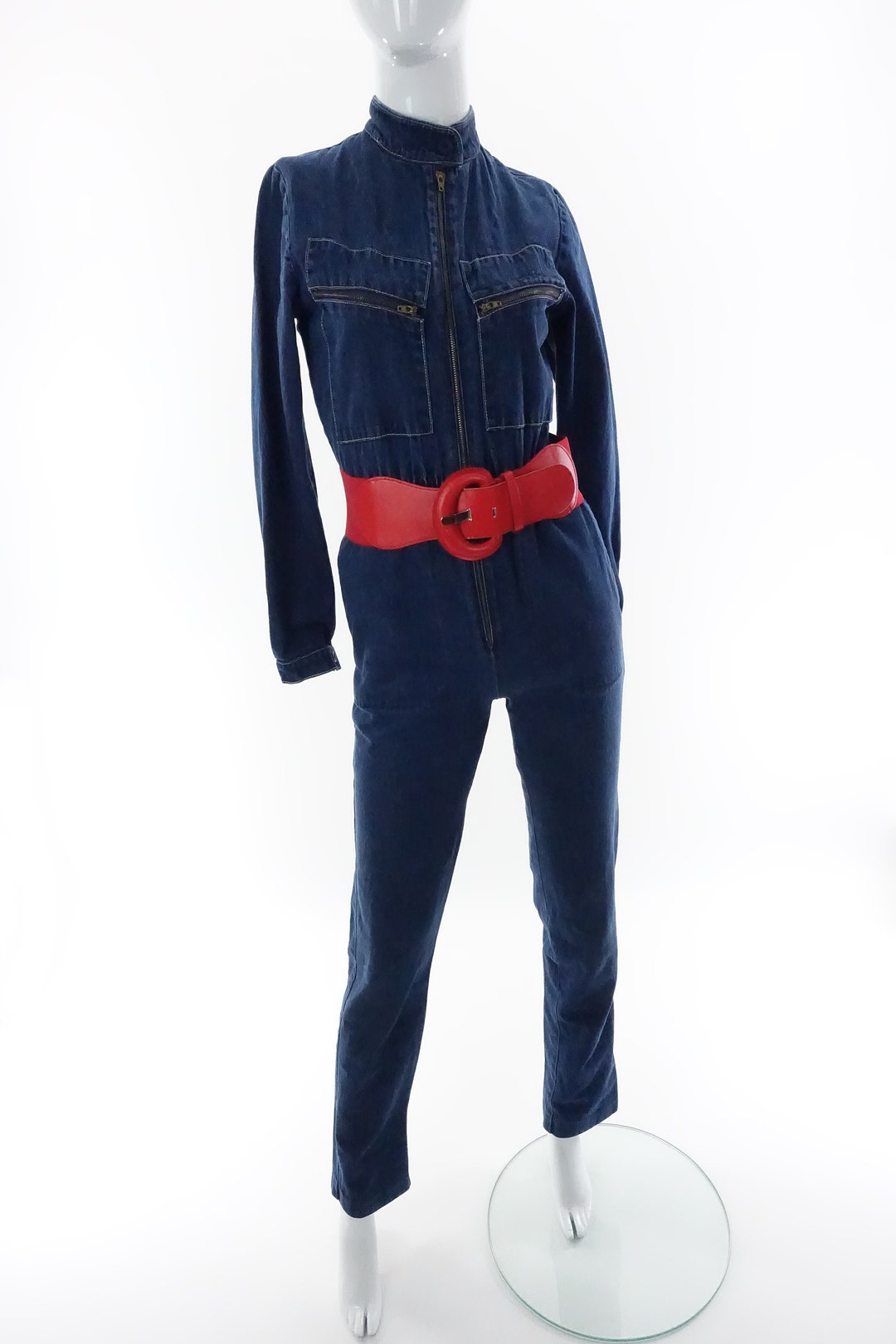80's Vintage Gasp Pour Roberto Blue Jean Denim Overall Jumper Crop Tank Top
