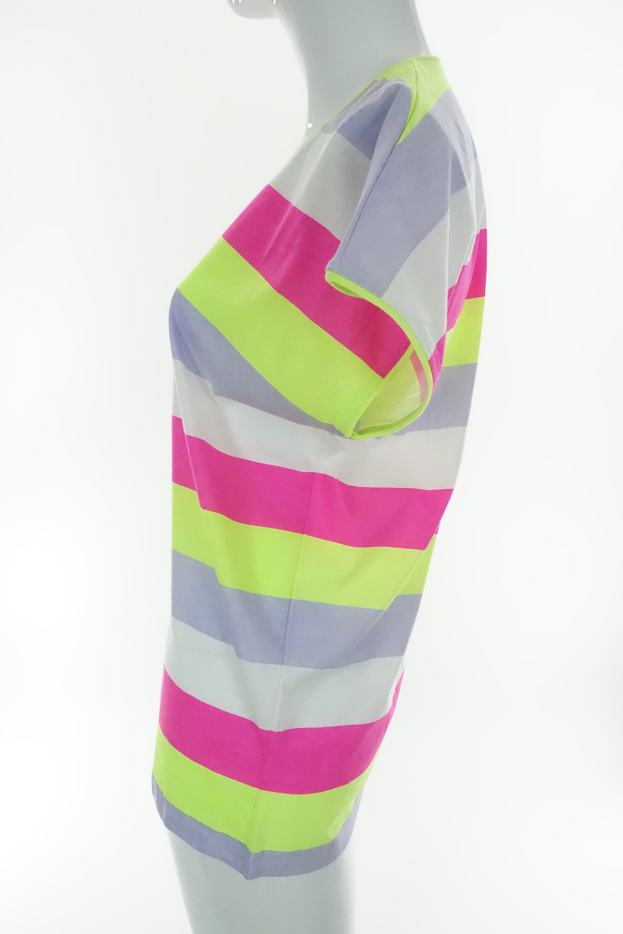 Vintage 80s Neon Shirt Retro 1980s Striped T-shirt Cap