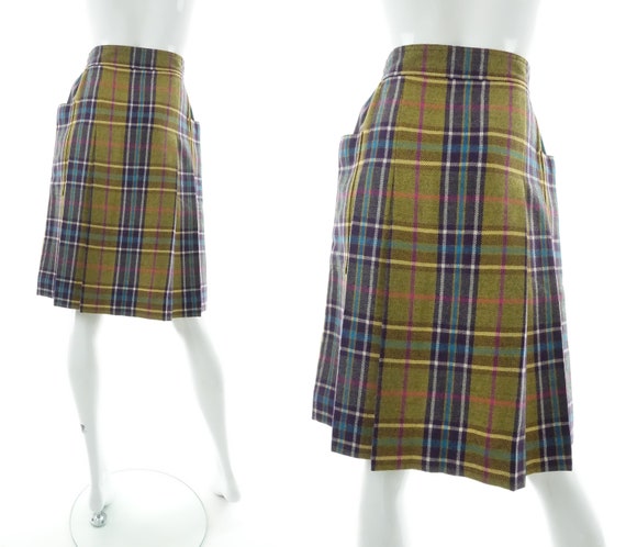 Vintage 80s Plaid Wool Skirt Crisca High Waist Wr… - image 6