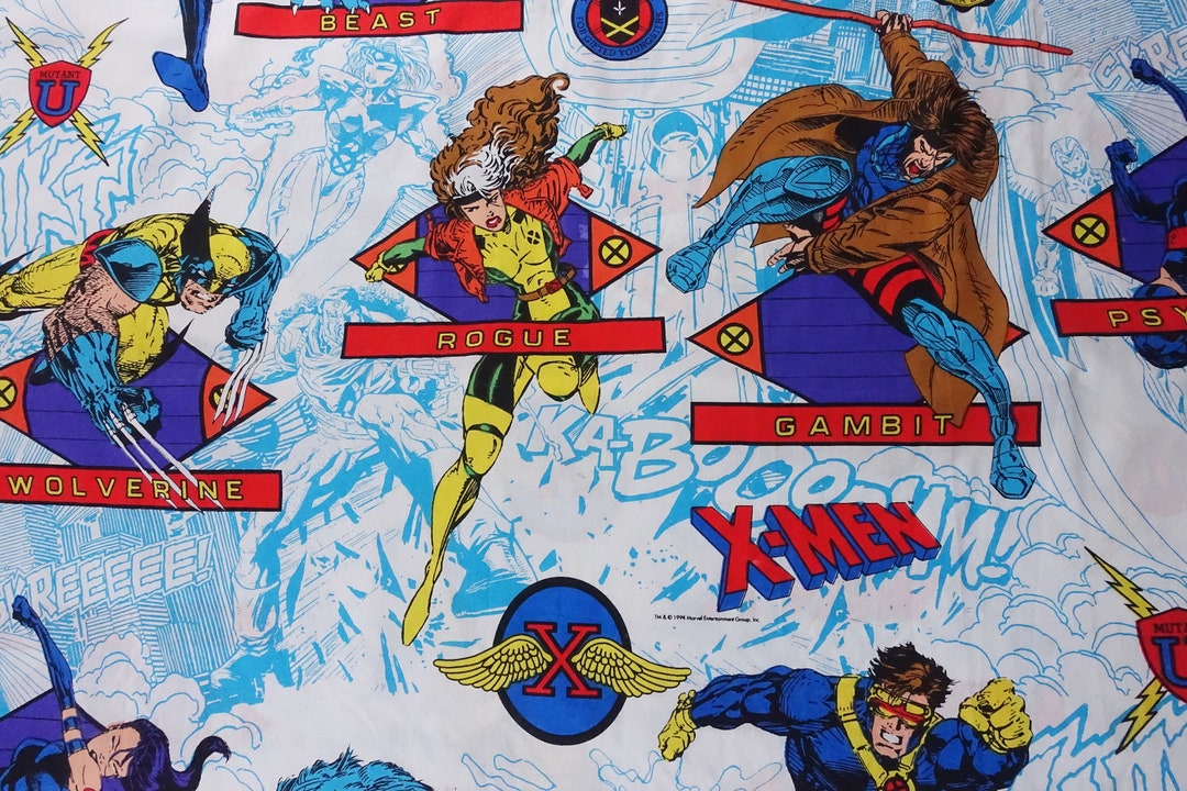 Vintage 90s Xmen Bed Sheet Marvel Comics Twin Flat Bedsheet 1994 Kids