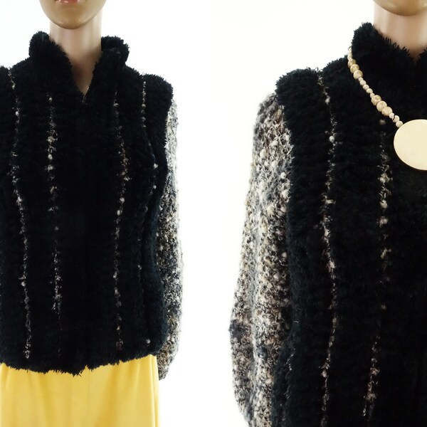 70s Sweater Jacket Shaggy Wool Cardigan Norma Canada 1970s 80s Zip Front Sweatercoat