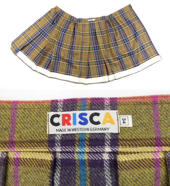 Vintage 80s Plaid Wool Skirt Crisca High Waist Wr… - image 10