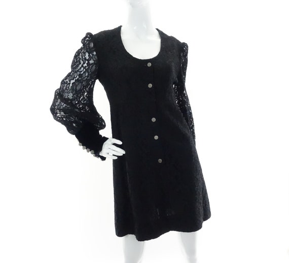 Vintage 70s Black Lace Mini Dress and Flare Pants Set Two Piece Suit - Etsy