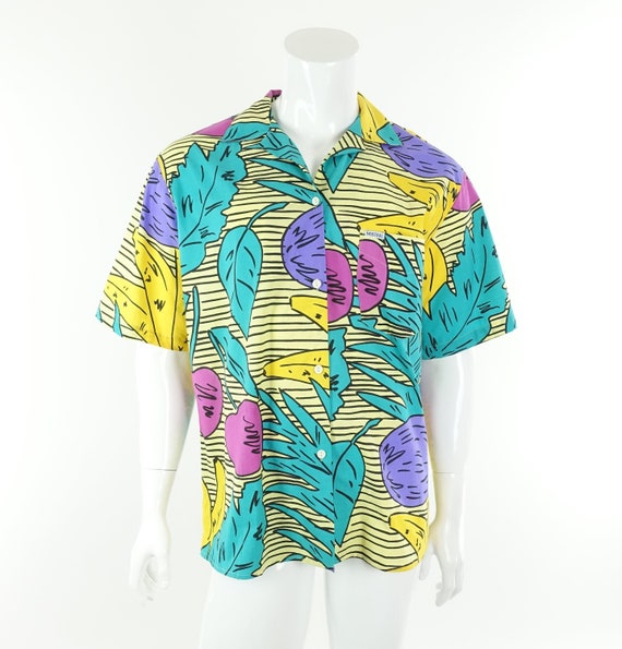 Deadstock MISTRAL Shirt 80s 90s Vintage Fruit Prin