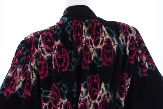 Vintage 80s Virginie Paris Top Black Pink Floral … - image 4