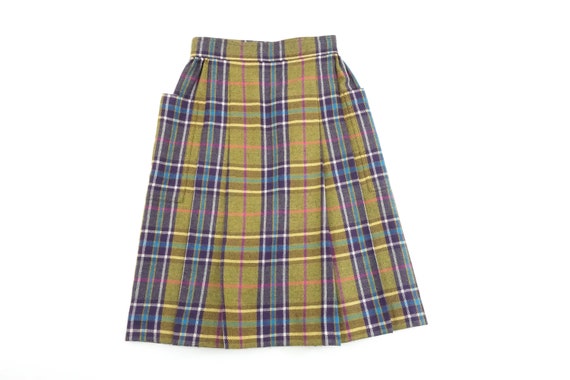 Vintage 80s Plaid Wool Skirt Crisca High Waist Wr… - image 9