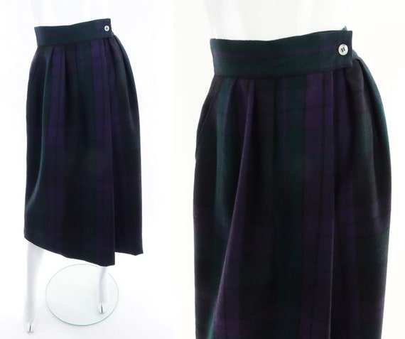 80s Plaid Wool Skirt Vintage Ports International … - image 1