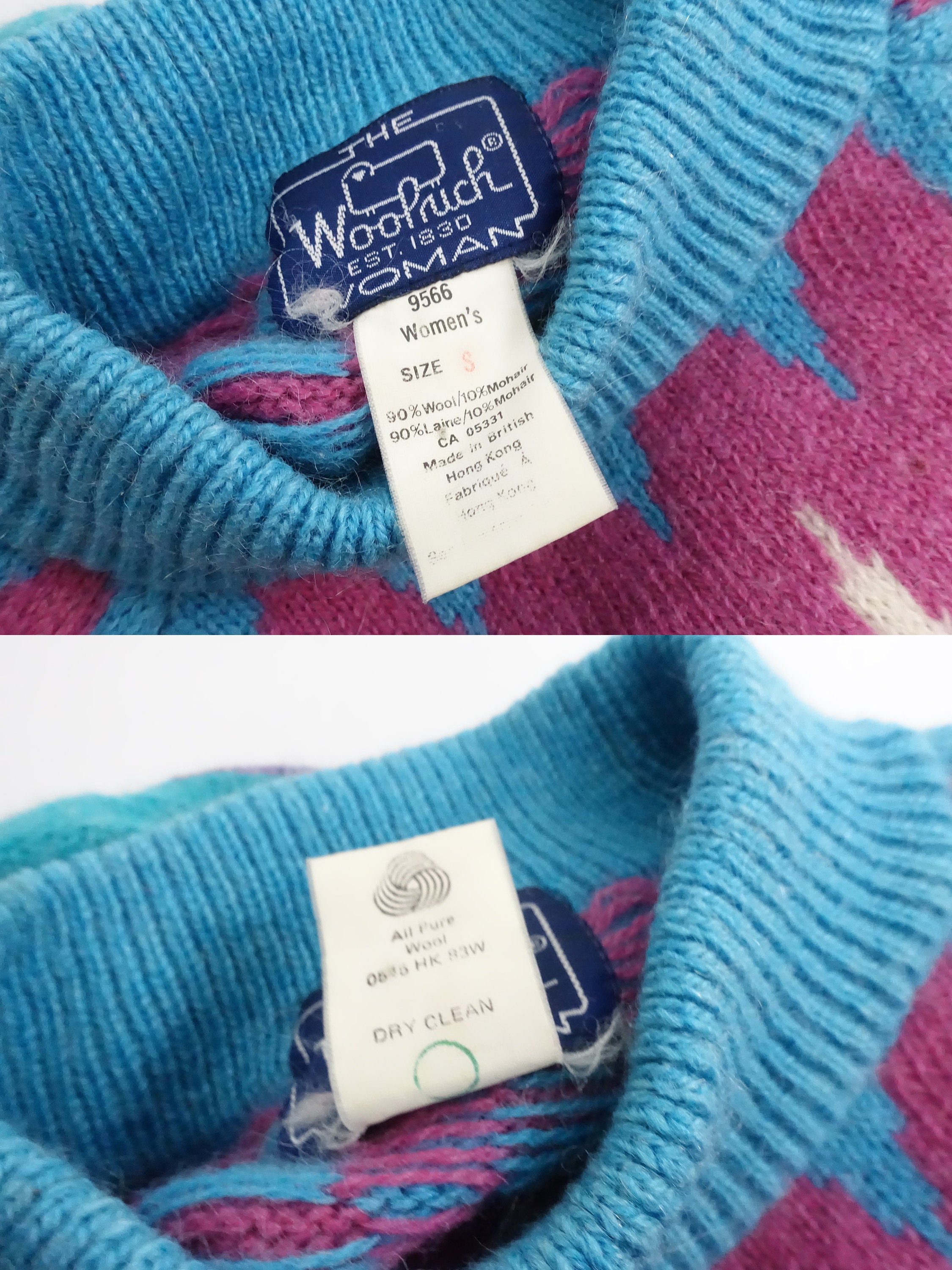 Vintage 90s Woolrich Sweater Zigzag Chevron Mockneck Knit Pullover