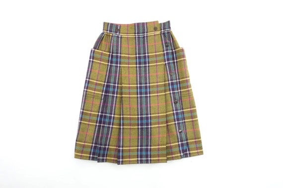 Vintage 80s Plaid Wool Skirt Crisca High Waist Wr… - image 1