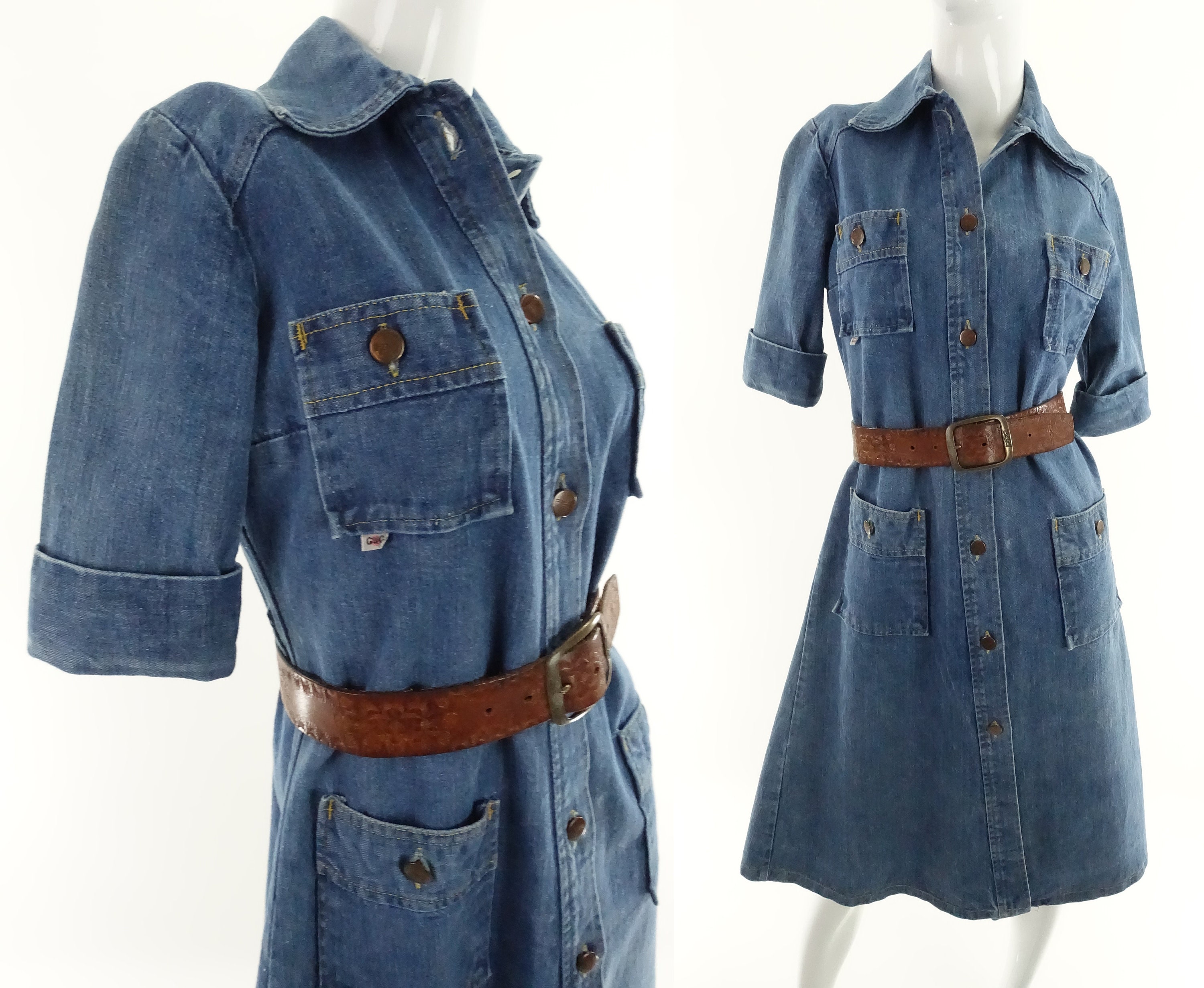 70s GWG Jean Dress 1970s Denim Shirtdress Vintage Casual - Etsy Finland