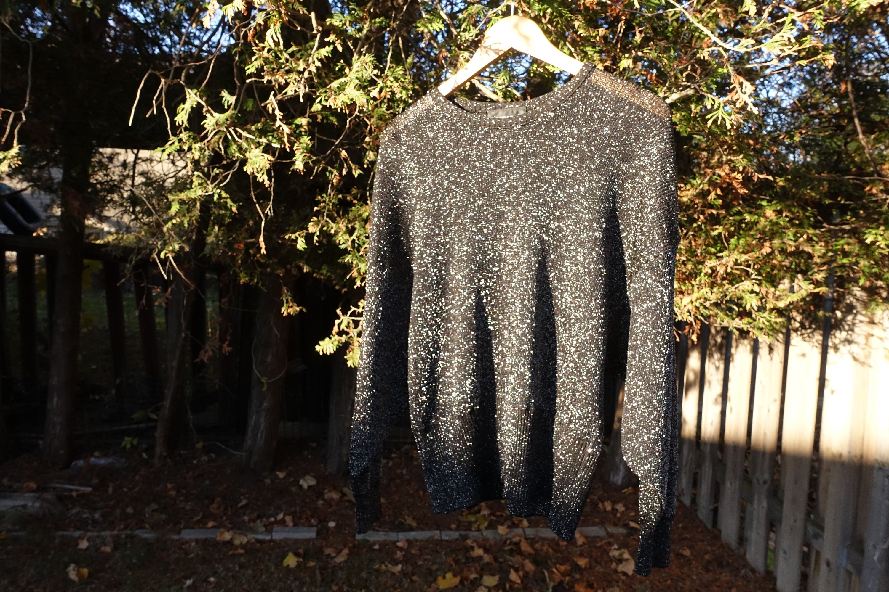 Vintage 80s Pierre Cardin Sweater Sparkly Metallic Black Knit Top 