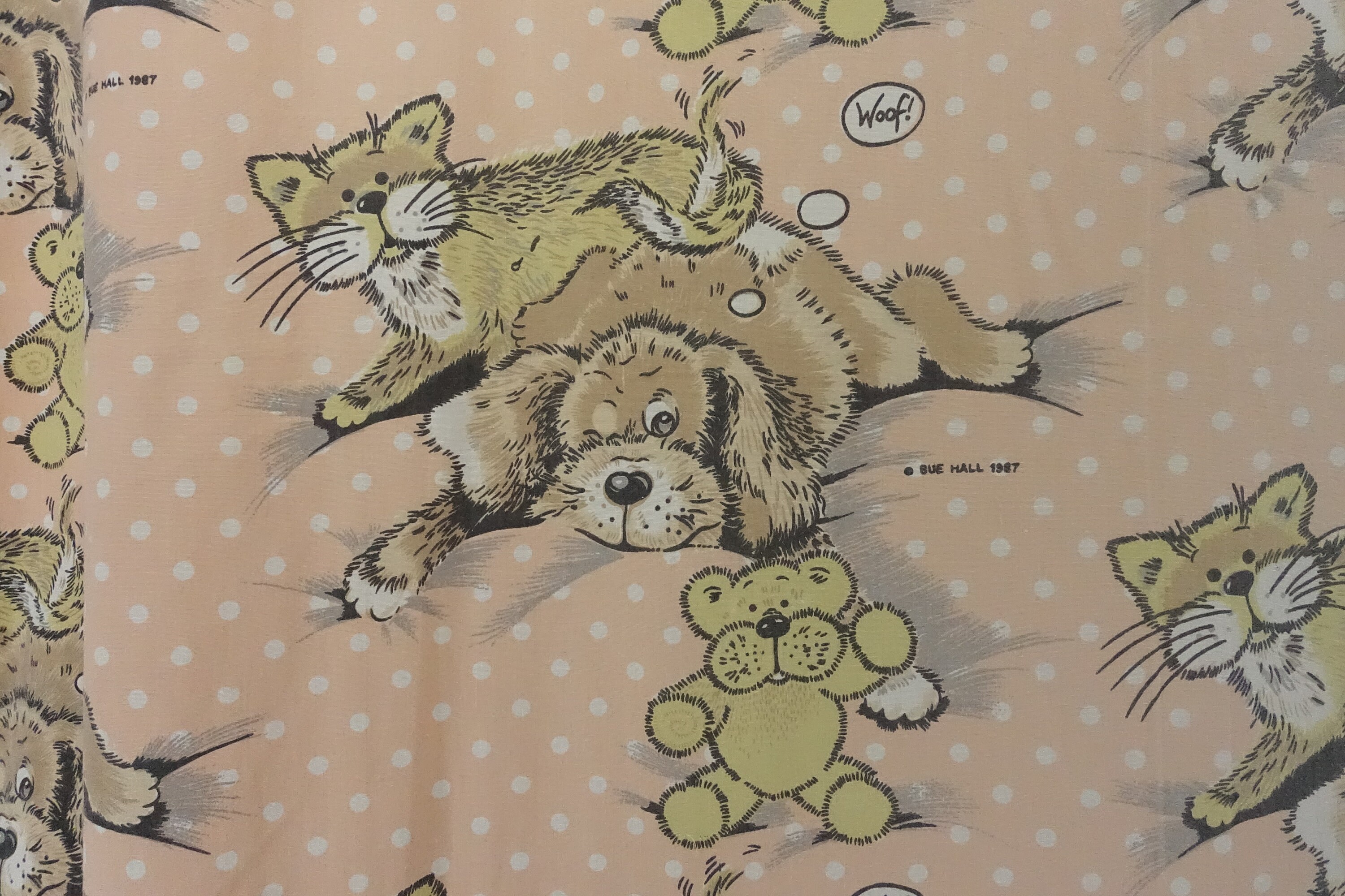Vintage Sue Hall Snatch the Dog and Friends Bed Sheet Twin Flat 
