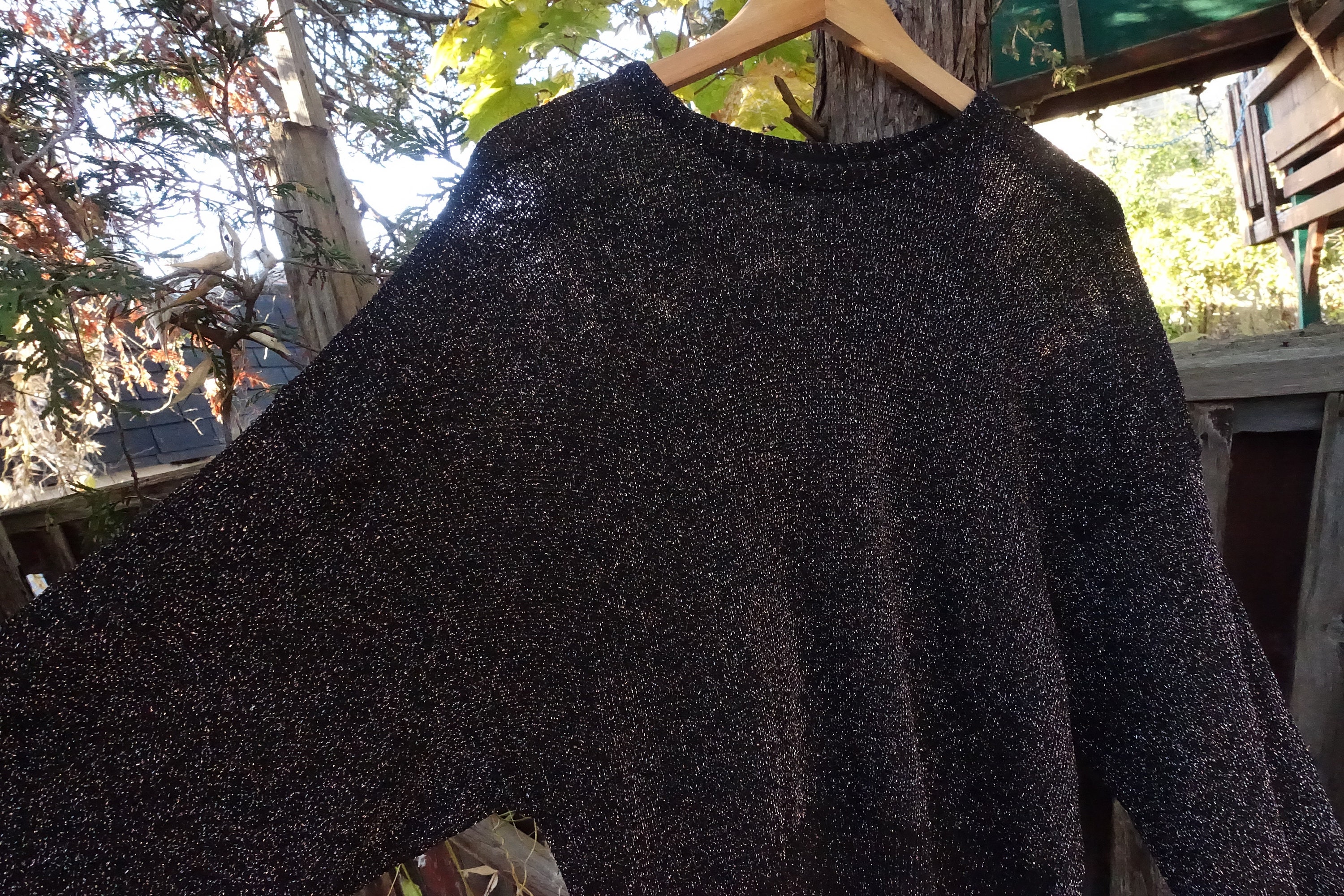 Vintage 80s Pierre Cardin Sweater Sparkly Metallic Black Knit Top 