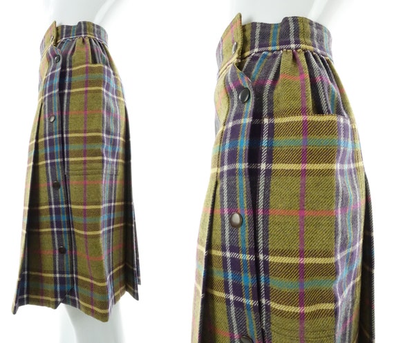 Vintage 80s Plaid Wool Skirt Crisca High Waist Wr… - image 7