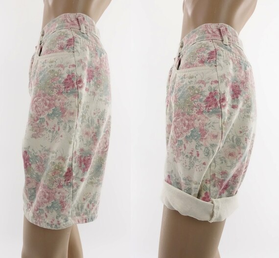 Vintage 80s Floral Jean Shorts Printed Denim / XS - image 7