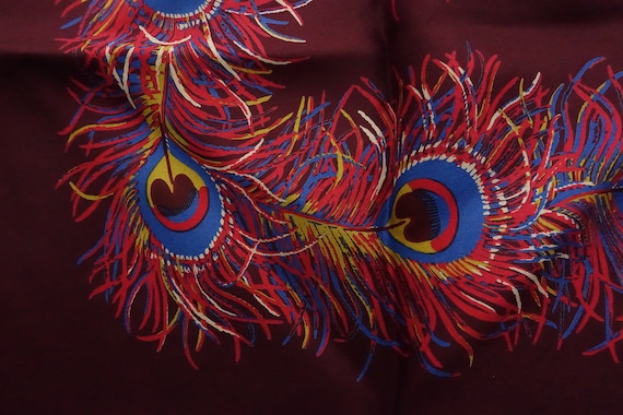 1970s Liberty of London Scarf Silk Peacock Feathe… - image 4