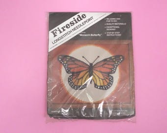 Vintage Monarch Butterfly Long Stitch Needlepoint Kit New In Package 1983